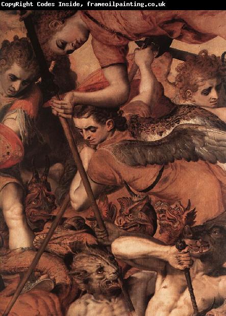 FLORIS, Frans The Fall of the Rebellious Angels (detail) dg